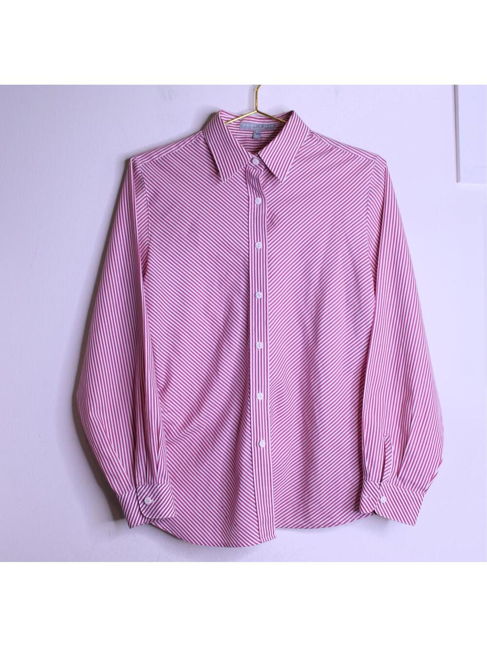 Foxcroft White and Cherry Striped Button Down - 10